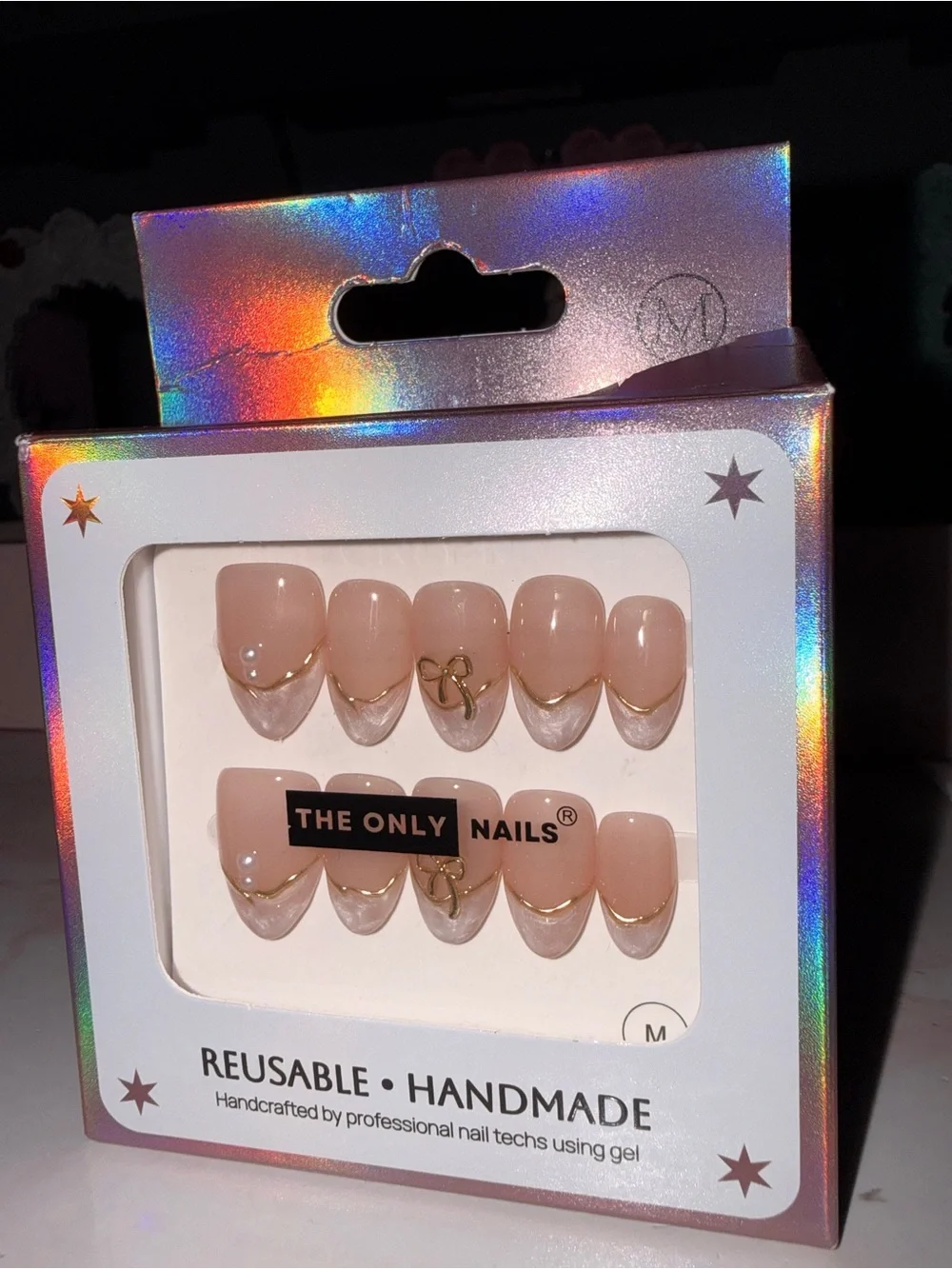 The Only Nails French Tip with Bow Accent Reusable Handmade Press-On Nail Set